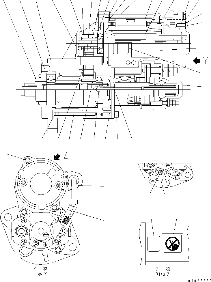 Engines Komatsu / S4D95LE-3C-2M S/N 100001-UP(s4d95l9c) / STARTING MOTOR (3.0KW) (INNER PARTS)(#102014-)(030770 : A6210-B0G7)