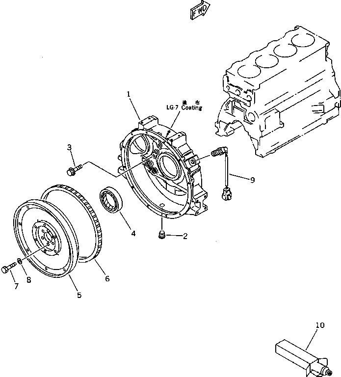 Komatsu parts book diagram for S4D95L-1F S/N 48811-UP: FLYWHEEL AND FLYWHEEL HOUSING