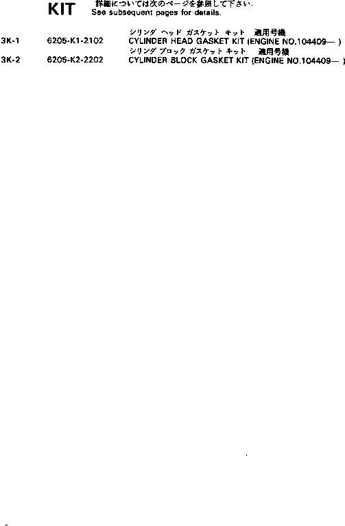 Komatsu parts book diagram for S4D95L-1F S/N 48811-UP: GASKET KIT