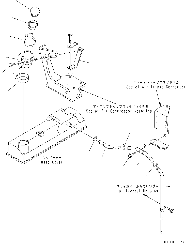 Komatsu parts book diagram for S4D95LE-3A-2 S/N 100001-UP: HEAD COVER RELATED PARTS
