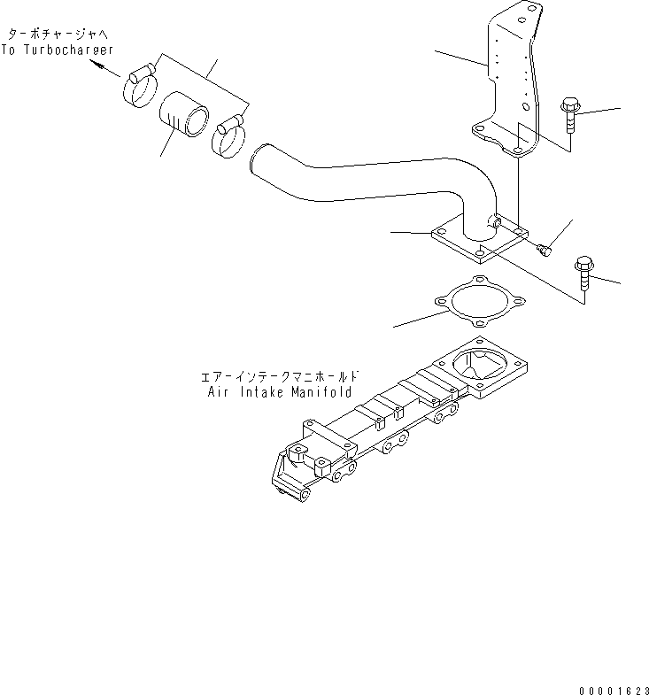 Komatsu parts book diagram for S4D95LE-3A-2 S/N 100001-UP: AIR INTAKE CONNECTOR