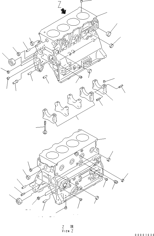 Komatsu parts book diagram for S4D95LE-3A-2 S/N 100001-UP: CYLINDER BLOCK