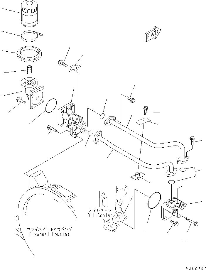 Komatsu parts book diagram for S4D95LE-3A-2 S/N 100001-UP: OIL FILTER