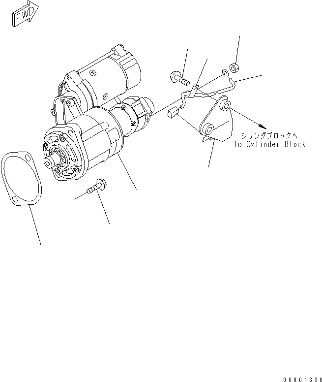 Komatsu parts book diagram for S4D95LE-3A-2 S/N 100001-UP: STARTING MOTOR MOUNTING (3.0KW)
