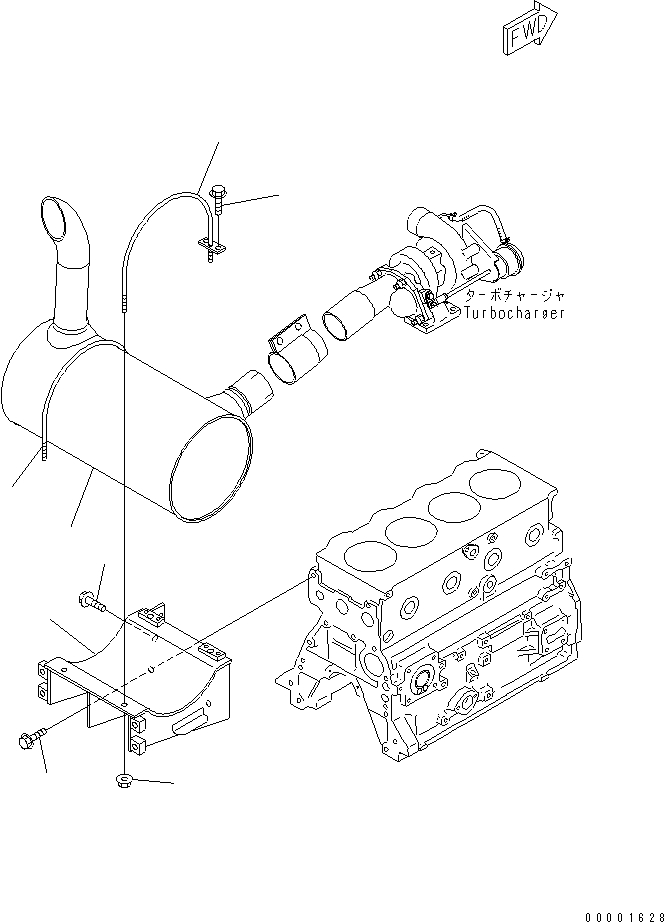 Komatsu parts book diagram for S4D95LE-3A-2 S/N 100001-UP: MUFFLER