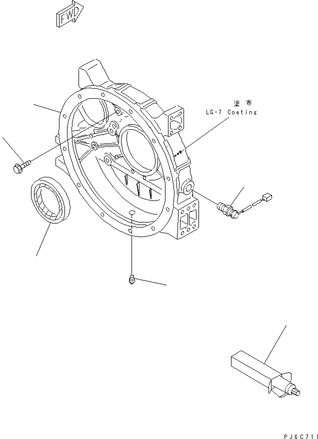 Komatsu parts book diagram for S4D95LE-3A-2 S/N 100001-UP: FLYWHEEL HOUSING