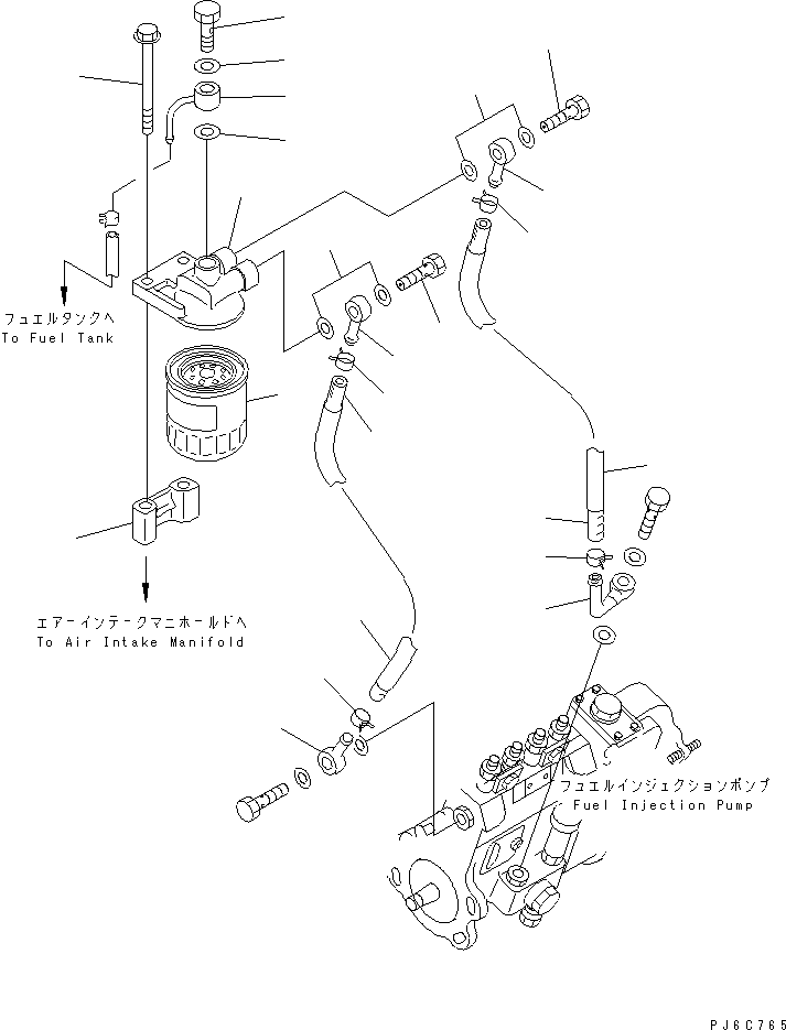 Komatsu parts book diagram for S4D95LE-3A-2 S/N 100001-UP: FUEL FILTER