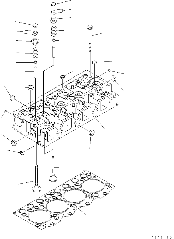 Komatsu parts book diagram for S4D95LE-3B-2M S/N 100001-UP: CYLINDER HEAD(#102014-)