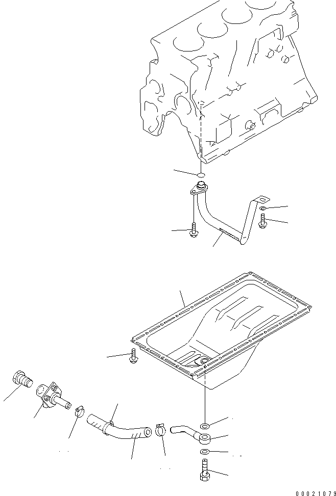 Komatsu parts book diagram for S4D95LE-3B-2M S/N 100001-UP: OIL PAN AND SUCTION TUBE(#102014-)