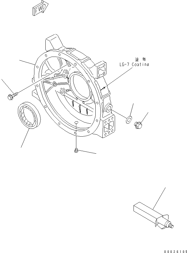 Komatsu parts book diagram for S4D95LE-3B-2M S/N 100001-UP: FLYWHEEL HOUSING(#102756-)
