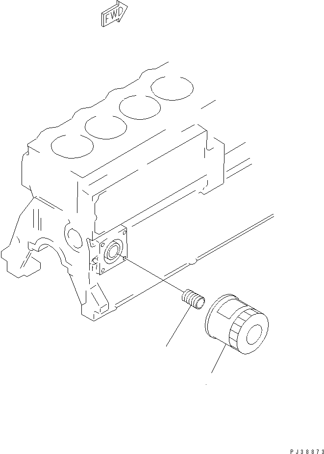 Komatsu parts book diagram for S4D95LE-3B-2M S/N 100001-UP: OIL FILTER(#102014-)
