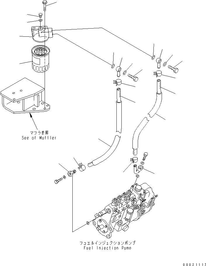 Komatsu parts book diagram for S4D95LE-3B-2M S/N 100001-UP: FUEL FILTER(#102014-)