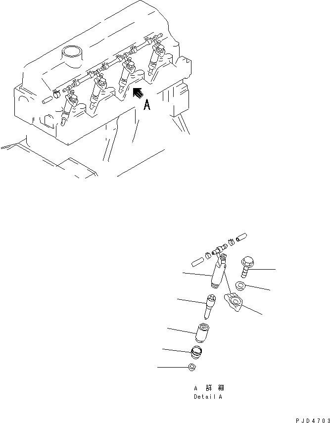 Komatsu parts book diagram for S4D95LE-3B-2M S/N 100001-UP: INJECTION NOZZLE(#102014-)
