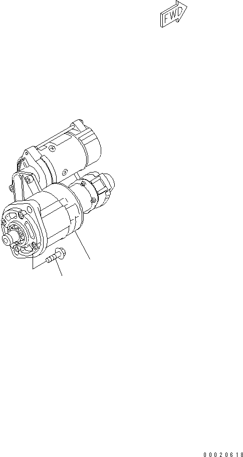 Komatsu parts book diagram for S4D95LE-3B-2M S/N 100001-UP: STARTING MOTOR MOUNTING (3.0KW)(#102014-)