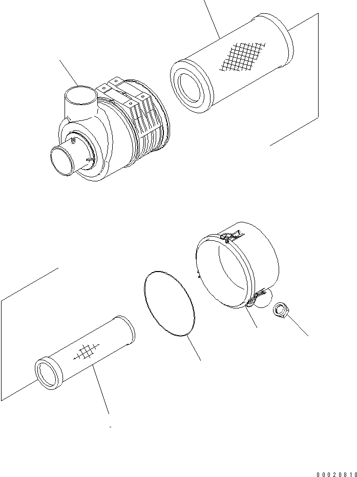 Komatsu parts book diagram for S4D95LE-3B-2M S/N 100001-UP: AIR CLEANER(#102014-)