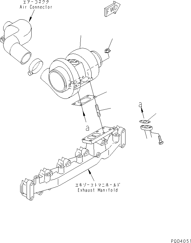 Engines Komatsu / S6D102E-D-1F-6S S/N 26200163-UP(s6d1001c) / TURBOCHARGER MOUNTING(#26232910-)(030130 : A1539-01A5A)