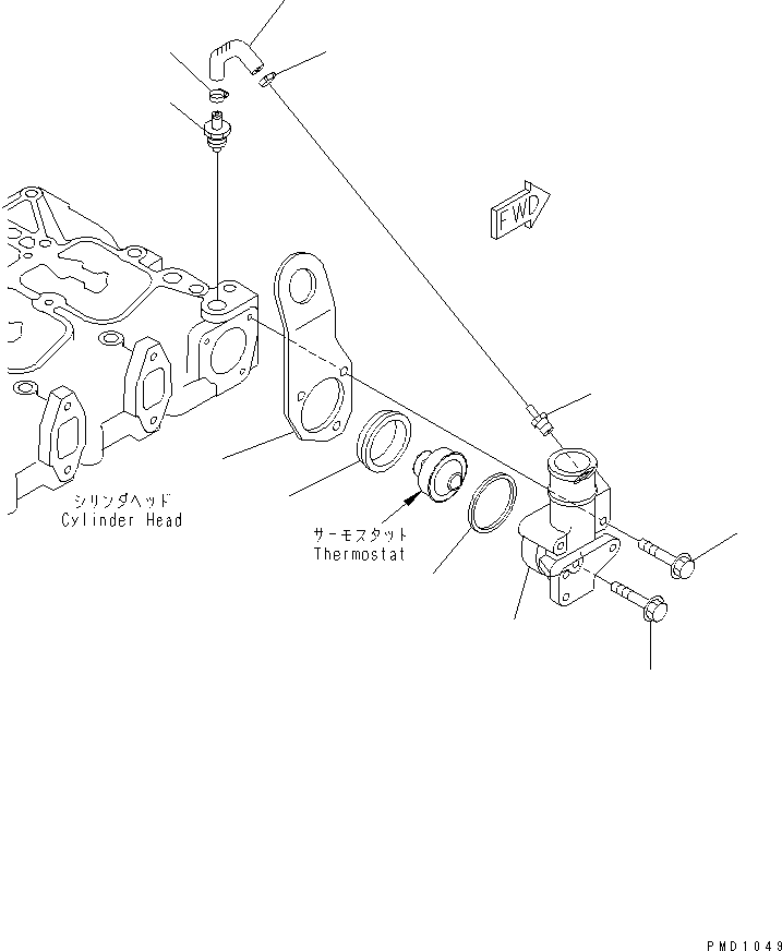 Engines Komatsu / S6D102E-D-1F-6S S/N 26200163-UP(s6d1001c) / THERMOSTAT HOUSING(#26200939-)(030200 : A173P-01A1)