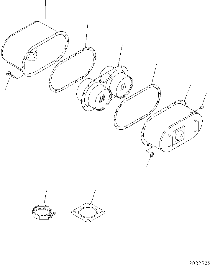 Komatsu parts book diagram for S6D102E-1F-US S/N 26200929-UP: MUFFLER (CERAMIC TYPE)(#26295523-)