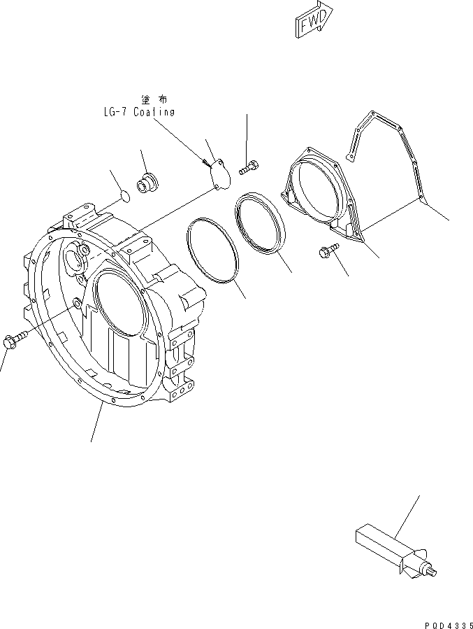 Komatsu parts book diagram for S6D102E-1F-US S/N 26200929-UP: FLYWHEEL HOUSING(#26239106-26253872)