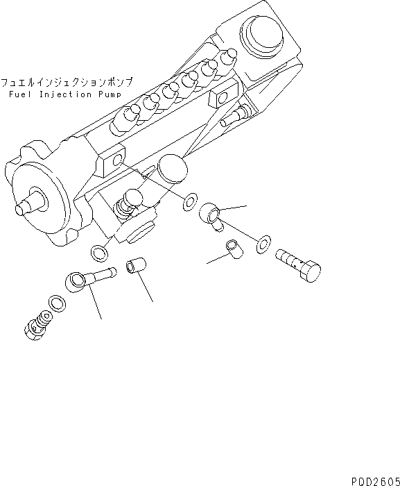 Komatsu parts book diagram for S6D102E-1F-US S/N 26200929-UP: FUEL HOSE JOINT(#26205500-)