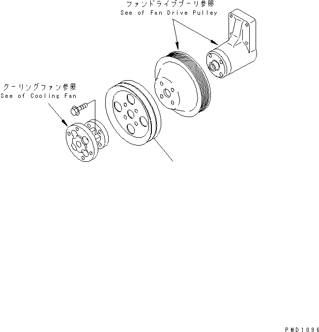 Komatsu parts book diagram for S6D102E-1F-US S/N 26200929-UP: FAN PULLEY(#26200929-26238461)