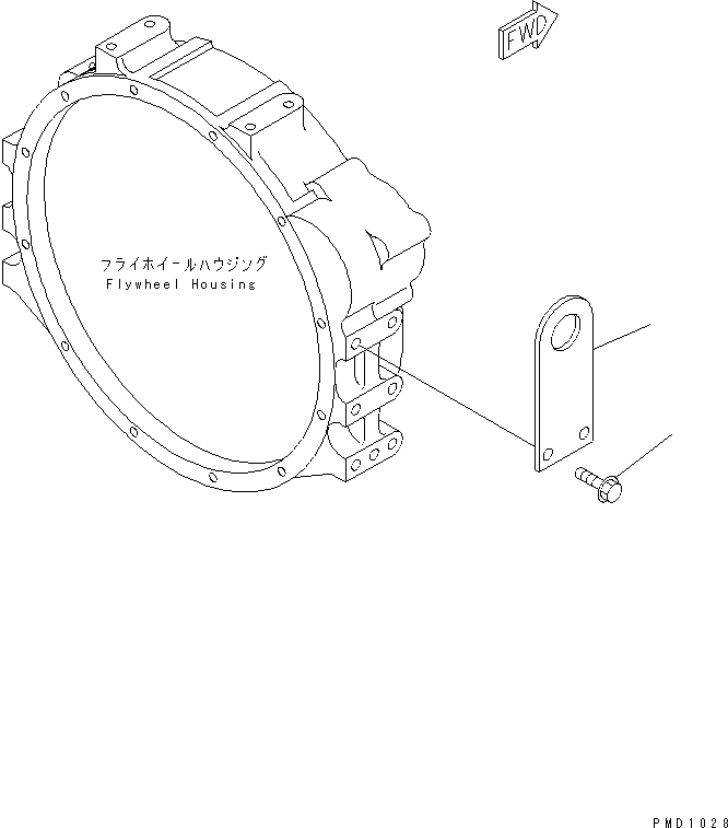 Komatsu parts book diagram for S6D102E-1E S/N 26200929-UP: REAR HANGER
