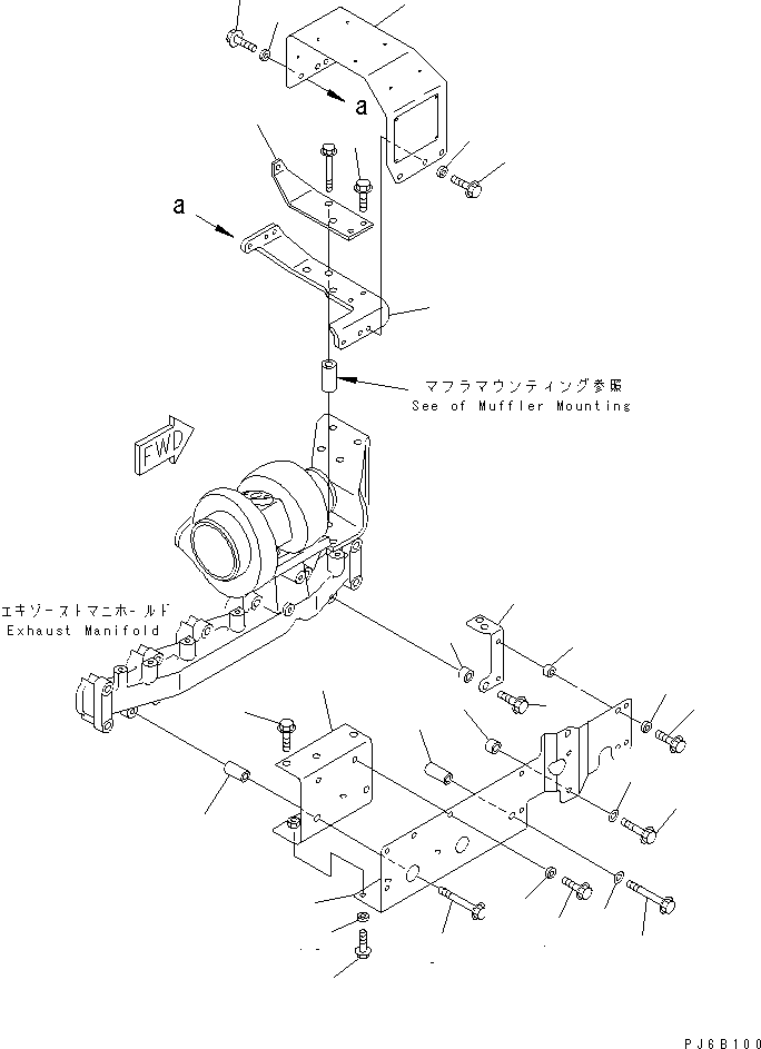 Komatsu parts book diagram for S6D102E-1E S/N 26200929-UP: HEAT SHIELD(#26200929-26257385)