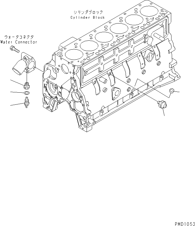 Komatsu parts book diagram for S6D102E-1E S/N 26200929-UP: OIL PRESSURE SWITCH AND WATER TEMPERATURE SENSOR(#26200939-26222494)