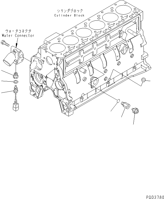 Komatsu parts book diagram for S6D102E-1E S/N 26200929-UP: OIL PRESSURE SWITCH AND WATER TEMPERATURE SENSOR(#26222495-)