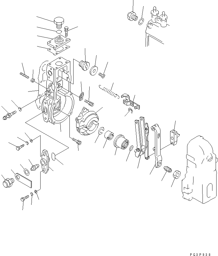 Komatsu parts book diagram for S6D102E-1E S/N 26200929-UP: FUEL INJECTION PUMP (GOVERNOR) (1/2) (INNER PARTS)