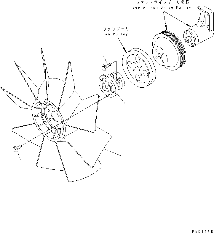 Komatsu parts book diagram for S6D102E-1F-S2 S/N 26200929-UP: COOLING FAN