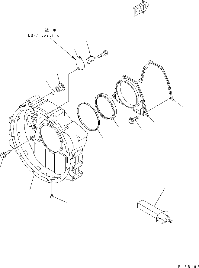 Engines Komatsu / S6D102E-1BB-C S/N 26200929-UP(s6d102ac) / FLYWHEEL HOUSING(#26264143-)(030300 : A2219-01B1)