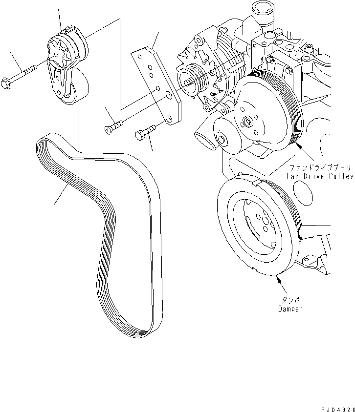 Engines Komatsu / S6D102E-1BB-C S/N 26200929-UP(s6d102ac) / BELT TENSIONER(#26277165-)(030620 : A601S-01C0)