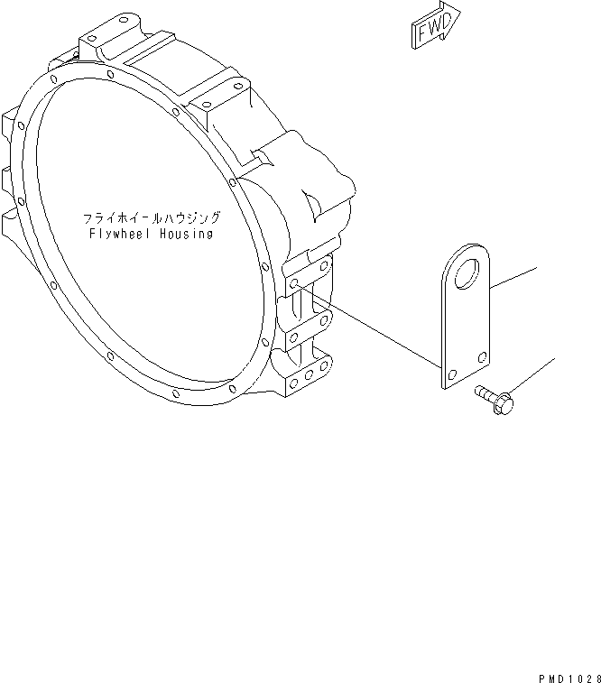 Komatsu parts book diagram for S6D102E-1T S/N 26200929-UP: REAR HANGER