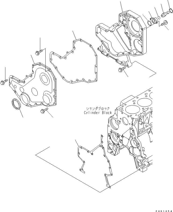 Komatsu parts book diagram for S6D102E-1T S/N 26200929-UP: FRONT COVER(#26200929-26239105)