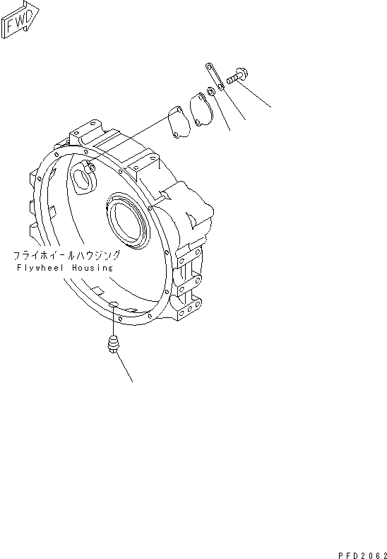 Komatsu parts book diagram for S6D102E-1T S/N 26200929-UP: FLYWHEEL HOUSING PLUG(#26200929-26265505)