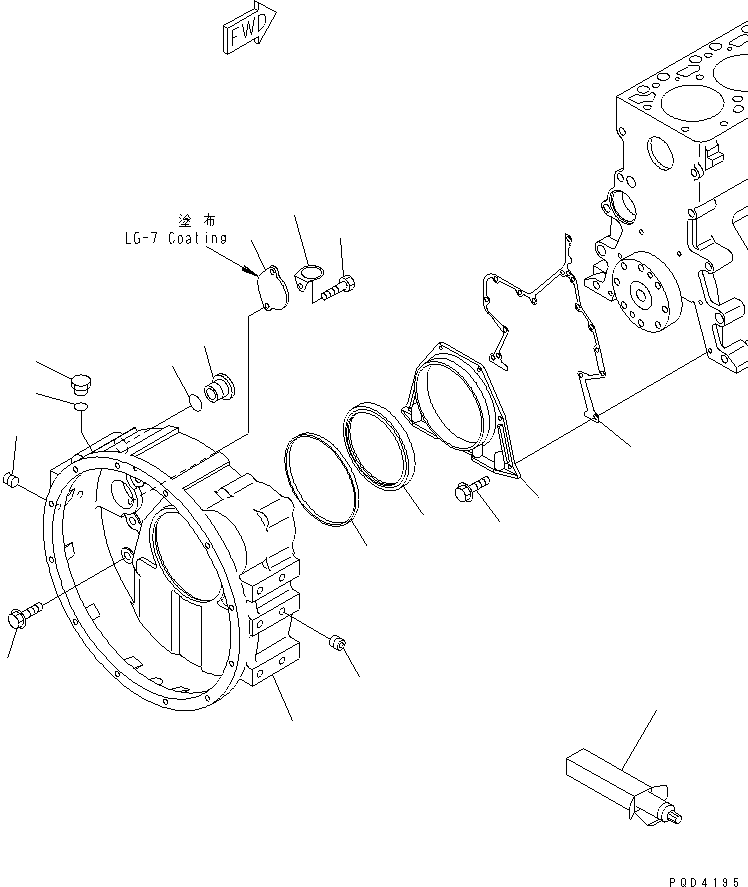 Komatsu parts book diagram for S6D102E-1T S/N 26200929-UP: FLYWHEEL HOUSING(#26239106-26265919)