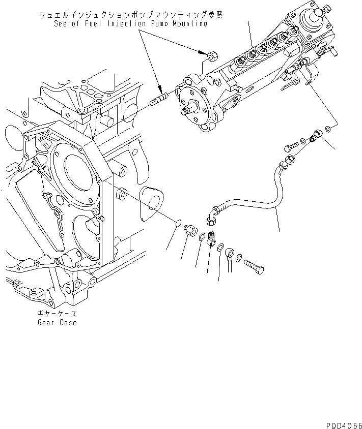 Komatsu parts book diagram for S6D102E-1T S/N 26200929-UP: FUEL INJECTION PUMP AND OIL PIPING(#26237081-26245690)