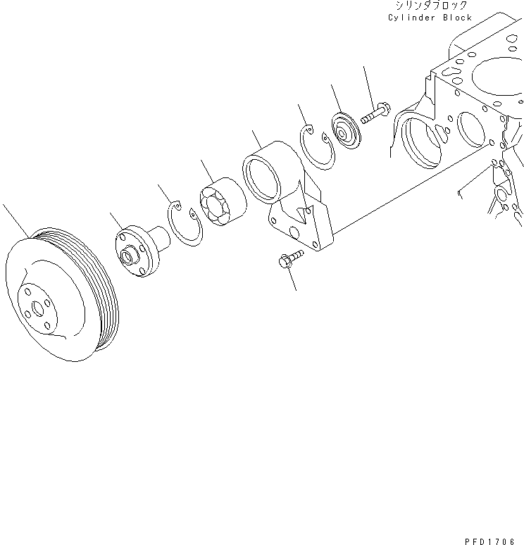 Komatsu parts book diagram for S6D102E-1T S/N 26200929-UP: FAN DRIVE PULLEY(#26237081-)