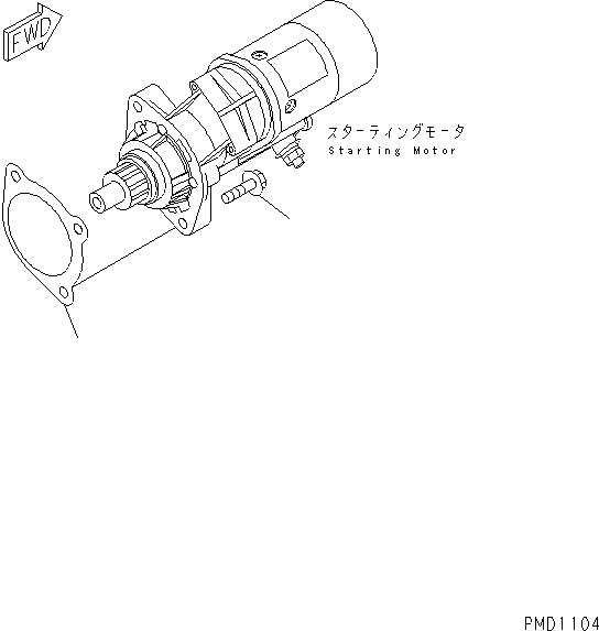 Komatsu parts book diagram for S6D102E-1T S/N 26200929-UP: STARTING MOTOR MOUNTING(#26200939-26236988)