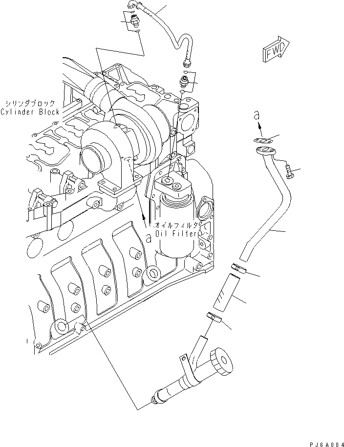 Engines Komatsu / S6D102E-1DD S/N 26200929-UP(s6d102dc) / TURBOCHARGER OIL PIPING(#26258773-)(030110 : A153T-01A3)