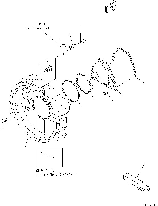 Engines Komatsu / S6D102E-1DD S/N 26200929-UP(s6d102dc) / FLYWHEEL HOUSING(#26239316-)(030260 : A2219-01A6)