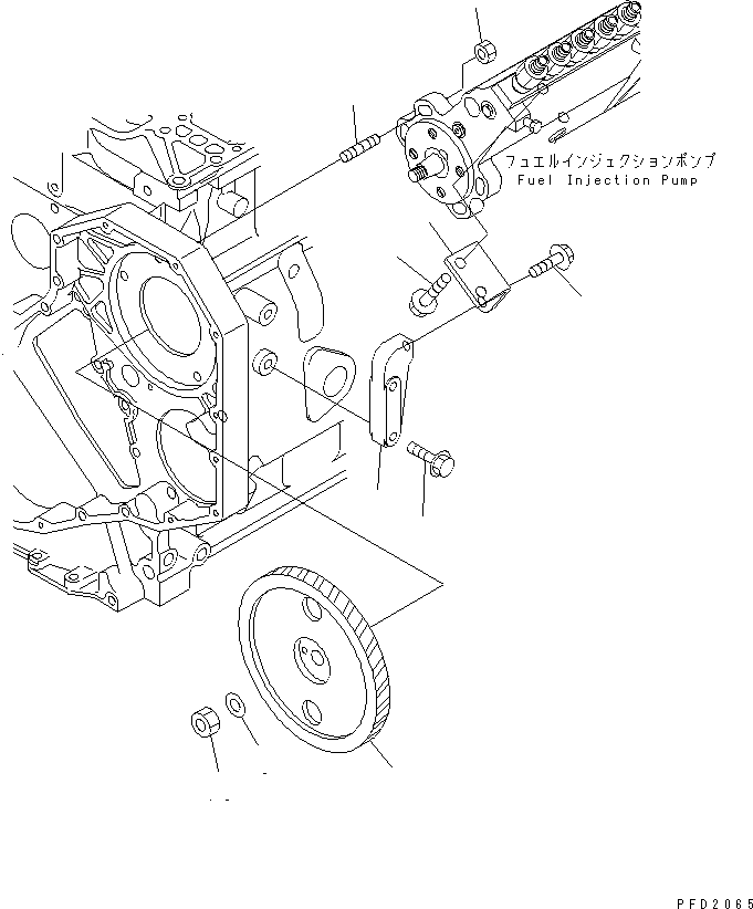 Engines Komatsu / S6D102E-1DD S/N 26200929-UP(s6d102dc) / FUEL INJECTION PUMP MOUNTING AND GEAR(#26200929-26264836)(030470 : A408P-01A0Z)