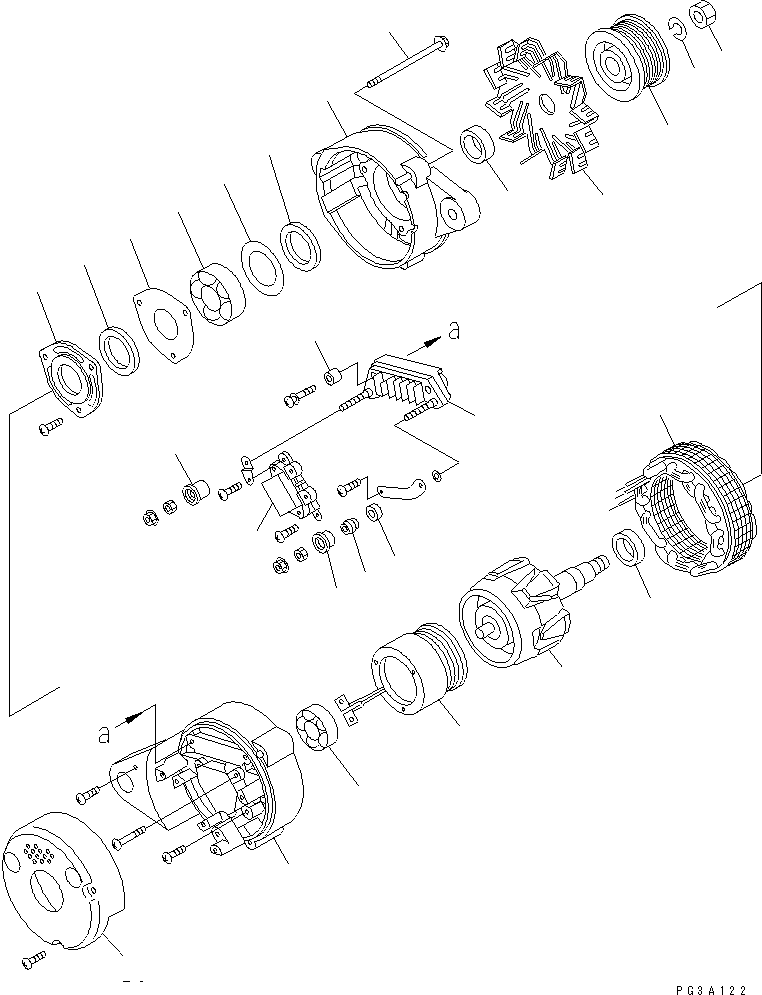 Engines Komatsu / S6D102E-1DD S/N 26200929-UP(s6d102dc) / ALTERNATOR (35A) (BRUSHLESS TYPE) (INNER PARTS)(#26239465-)(030620 : A601P-02A7)