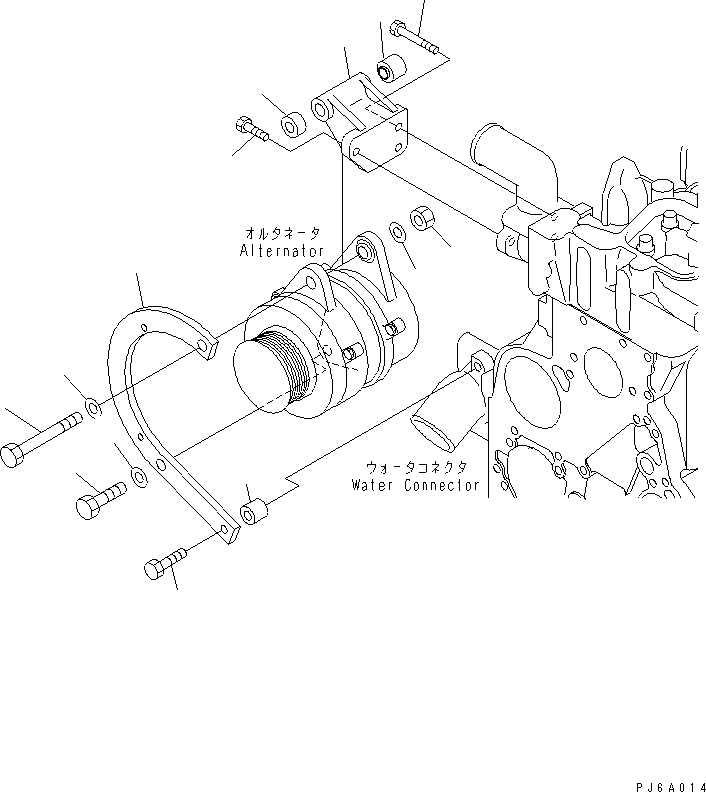 Engines Komatsu / S6D102E-1DD S/N 26200929-UP(s6d102dc) / ALTERNATOR MOUNTING(#26258773-)(030640 : A601T-01A8)