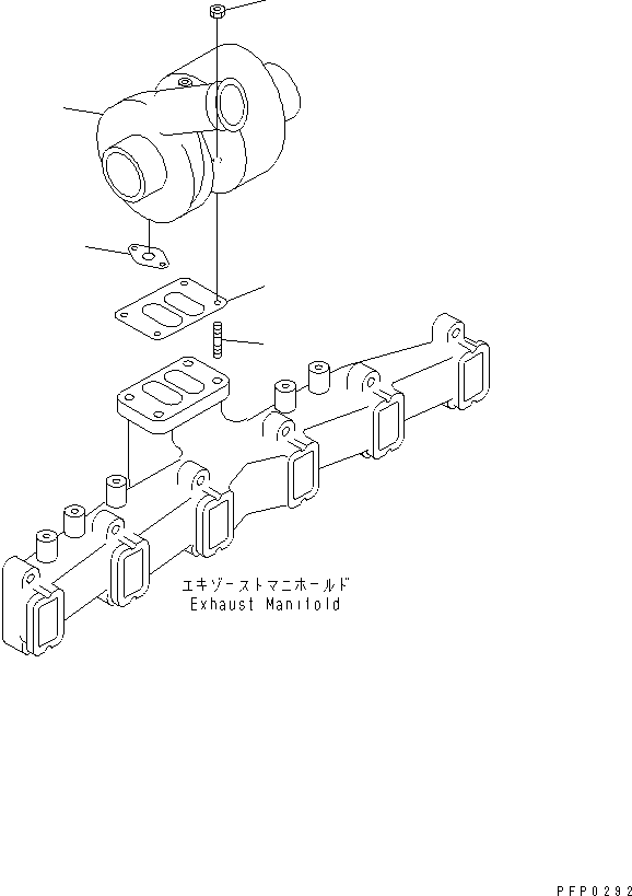 Komatsu parts book diagram for S6D102E-1AA S/N 21180000-UP: TURBOCHARGER MOUNTING