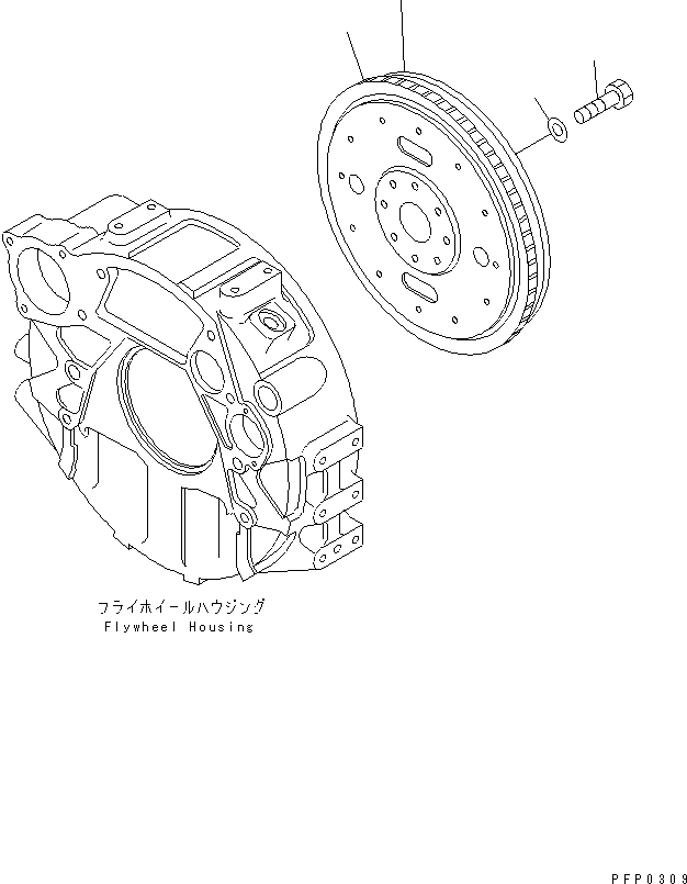 Komatsu parts book diagram for S6D102E-1AA S/N 21180000-UP: FLYWHEEL