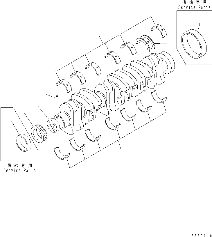 Komatsu parts book diagram for S6D102E-1AA S/N 21180000-UP: CRANKSHAFT