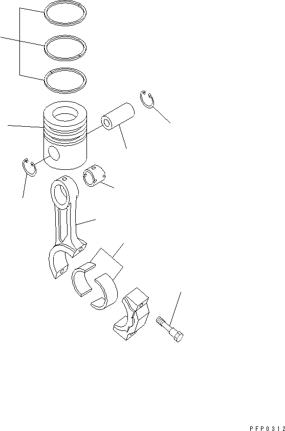 Komatsu parts book diagram for S6D102E-1AA S/N 21180000-UP: PISTON AND CONNECTING ROD