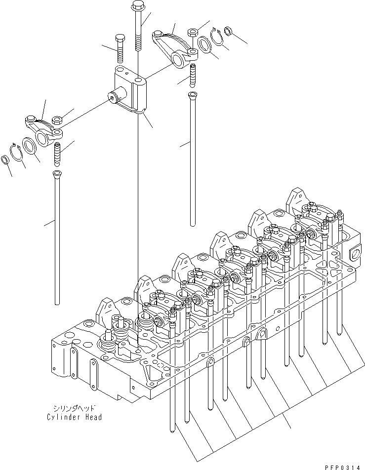 Komatsu parts book diagram for S6D102E-1AA S/N 21180000-UP: ROCKER ARM